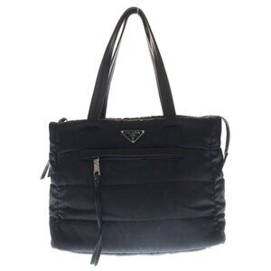 Prada Tessuto Tote Black Nylon Leather 1 Bg056 Silver Hardware